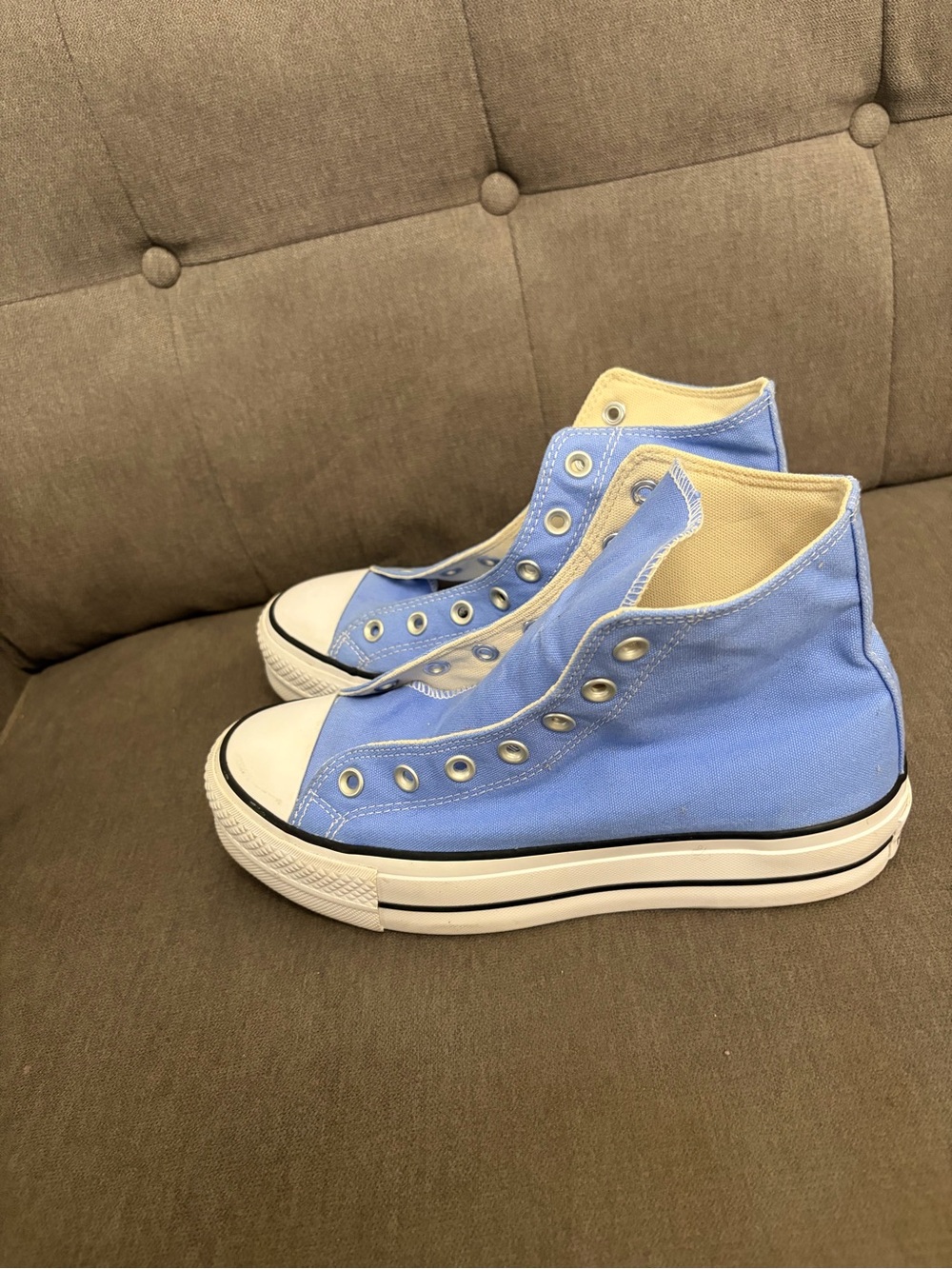 Light Blue High-Top Canvas Sneakers for Women